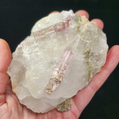 Watermelon Tourmaline & Quartz Crystal 343g