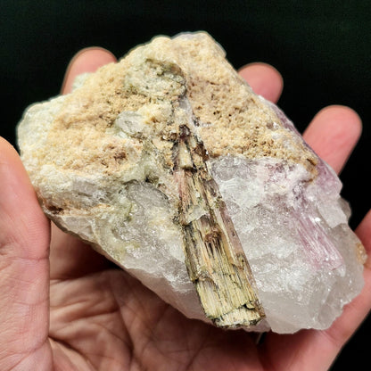 Watermelon Tourmaline & Quartz Crystal 343g