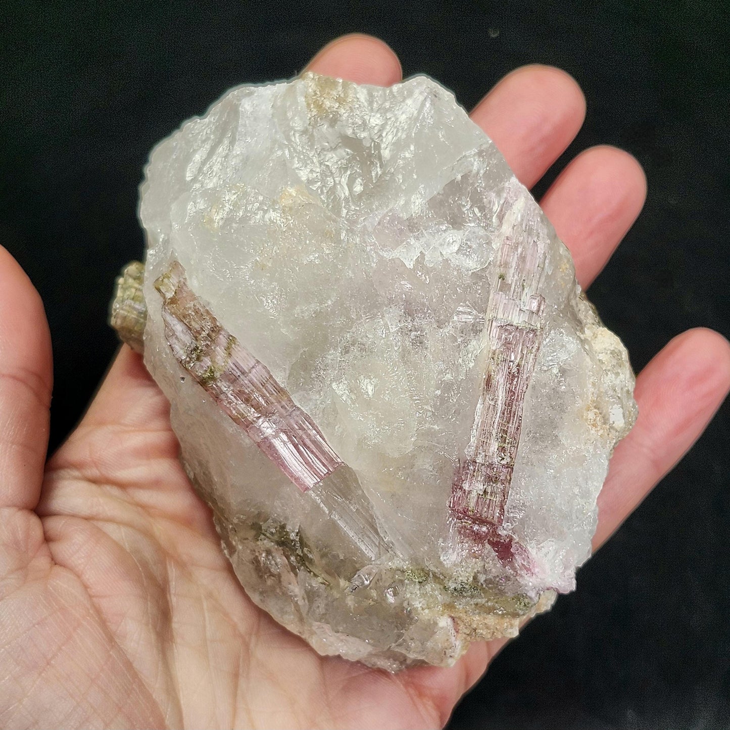 Watermelon Tourmaline & Quartz Crystal 343g