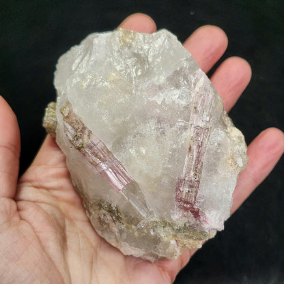 Watermelon Tourmaline & Quartz Crystal 343g