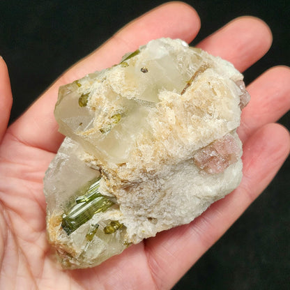 Watermelon Tourmaline & Quartz Crystal 158g