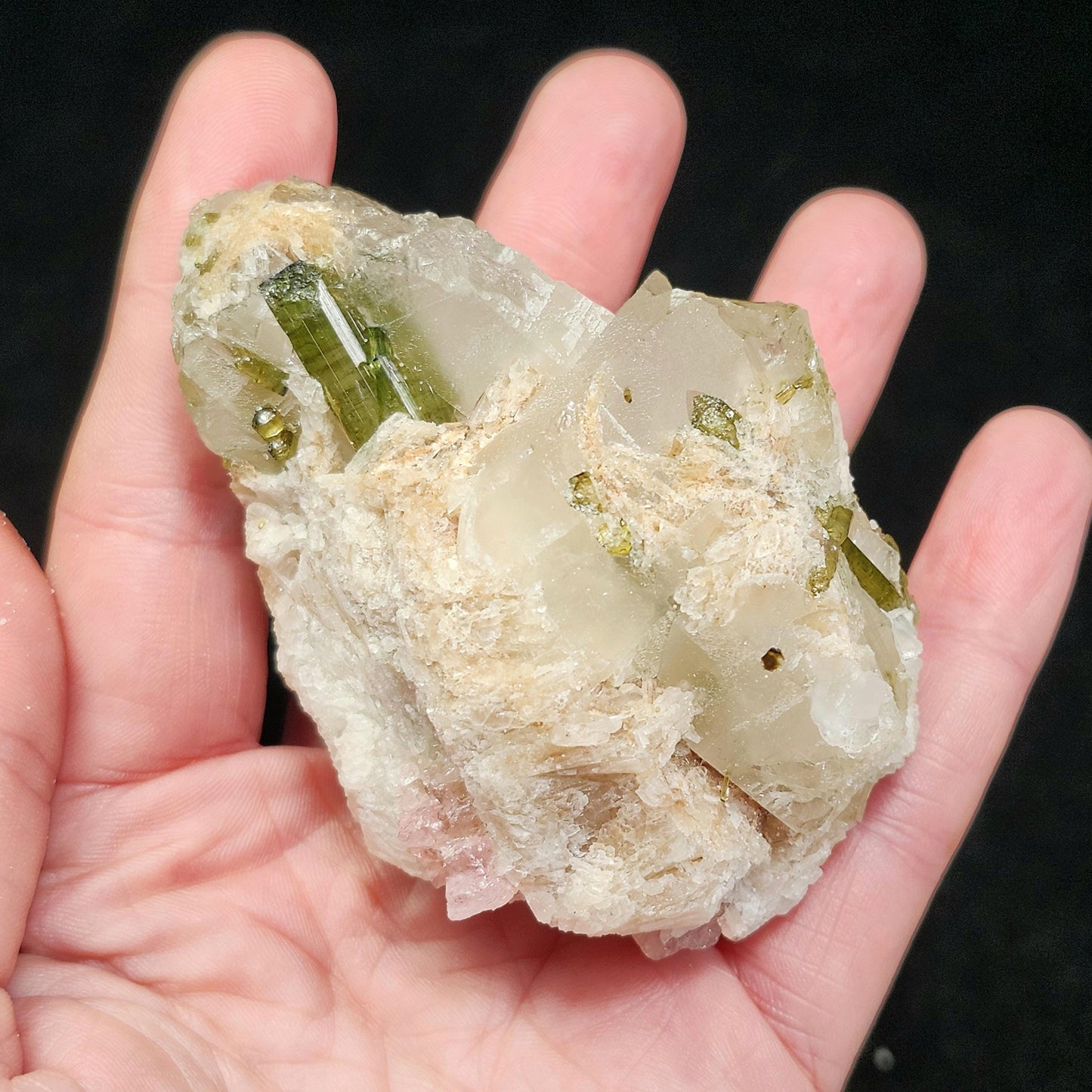 Watermelon Tourmaline & Quartz Crystal 158g