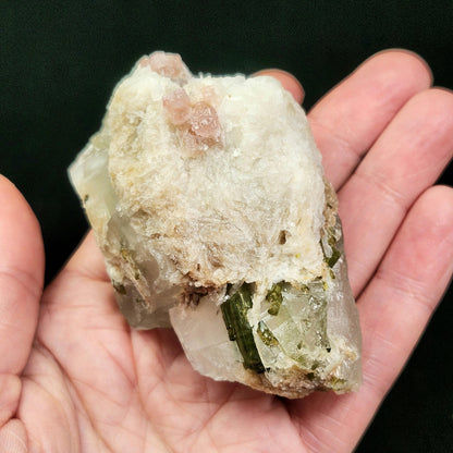 Watermelon Tourmaline & Quartz Crystal 158g