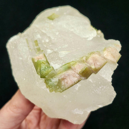 Watermelon Tourmaline & Quartz Crystal 389g