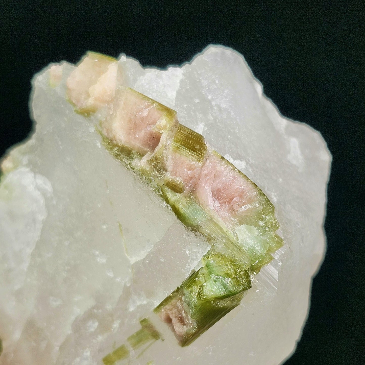 Watermelon Tourmaline & Quartz Crystal 389g