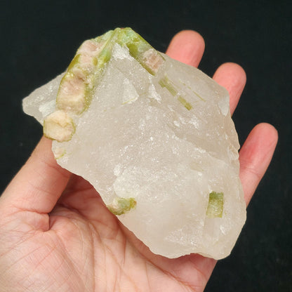 Watermelon Tourmaline & Quartz Crystal 389g