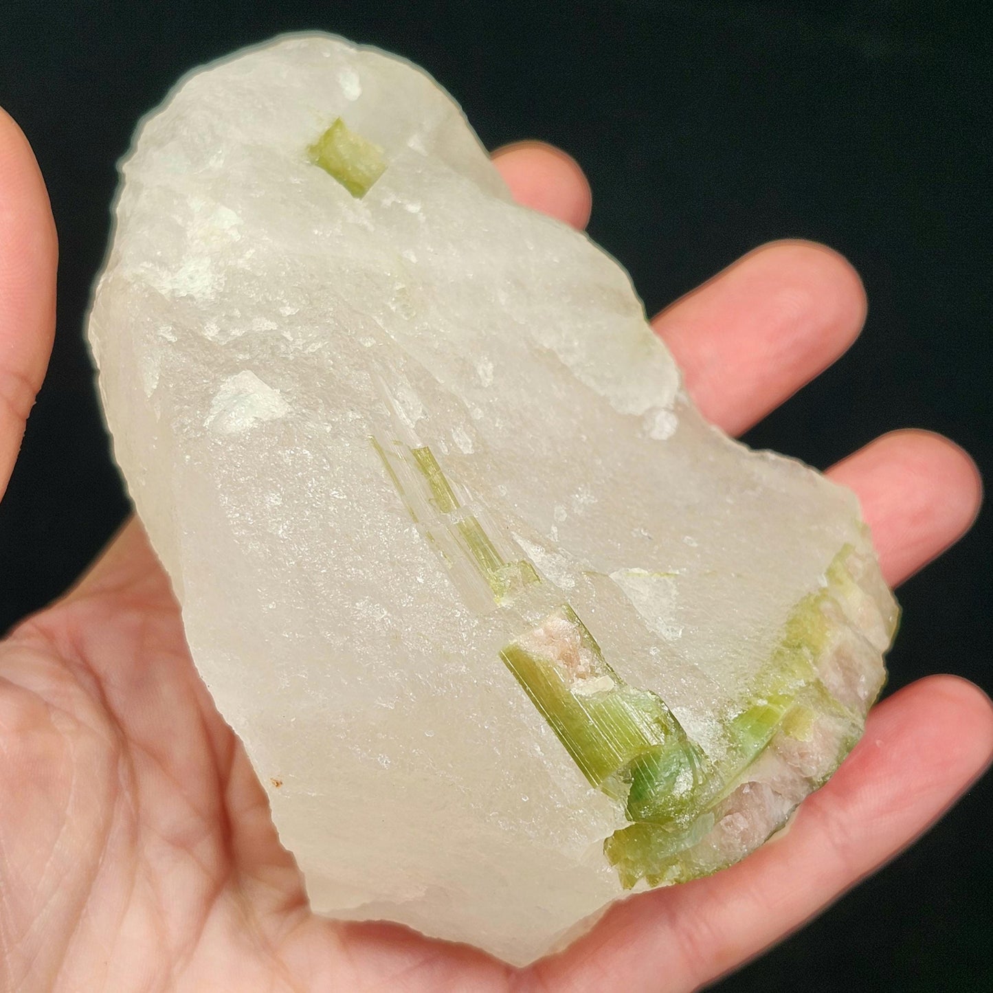 Watermelon Tourmaline & Quartz Crystal 389g