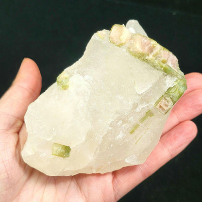 Watermelon Tourmaline & Quartz Crystal 389g