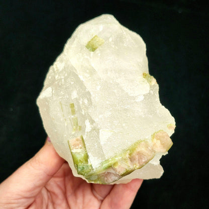 Watermelon Tourmaline & Quartz Crystal 389g