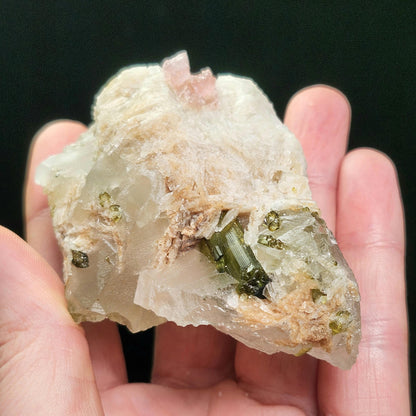 Watermelon Tourmaline & Quartz Crystal 158g