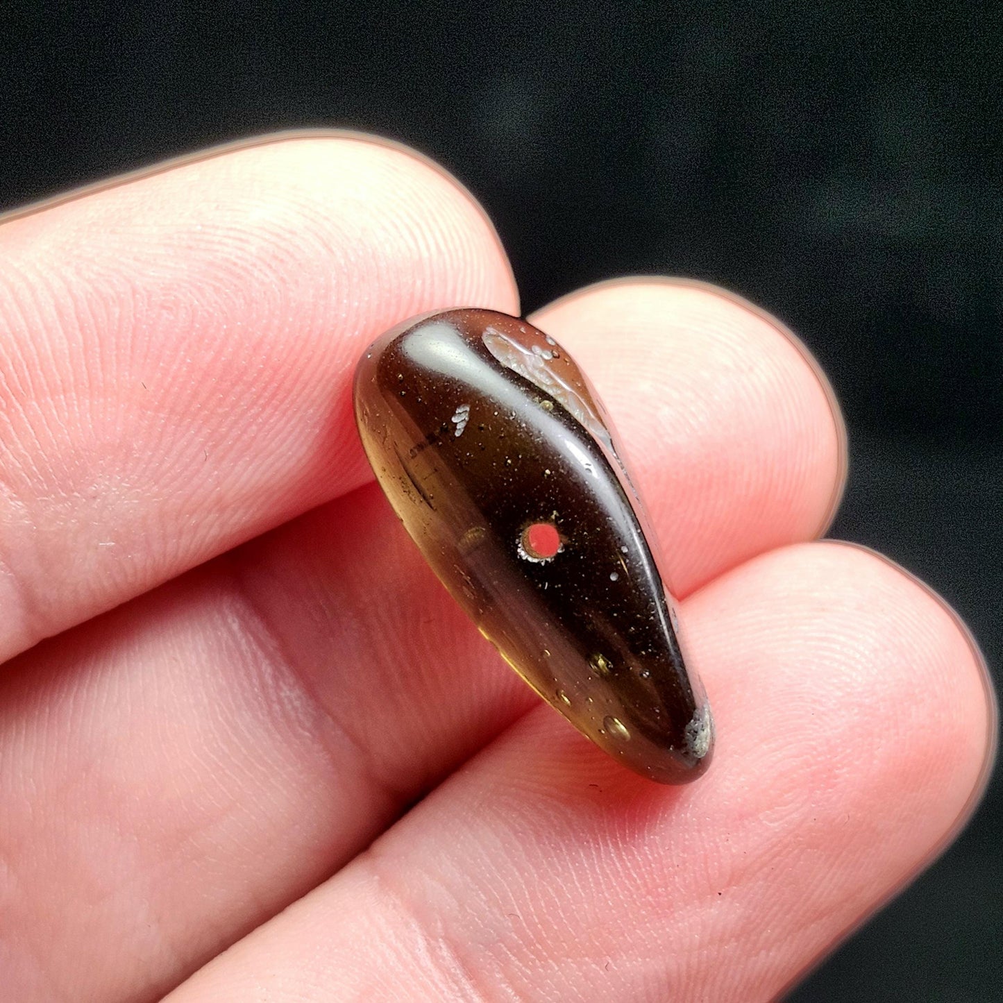 Polished Moldavite Bead: Authentic Czech Tektite Crystal (1.8g, 20mm x 8mm x 7mm)