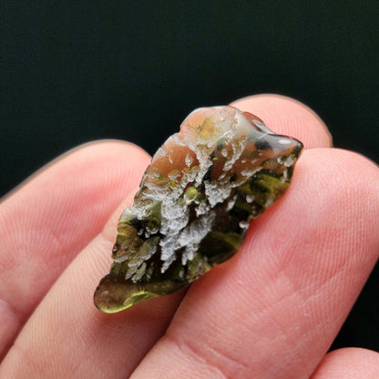 Polished Moldavite Bead: Authentic Czech Tektite Crystal (1.8g, 25mm x 15mm x 4mm)