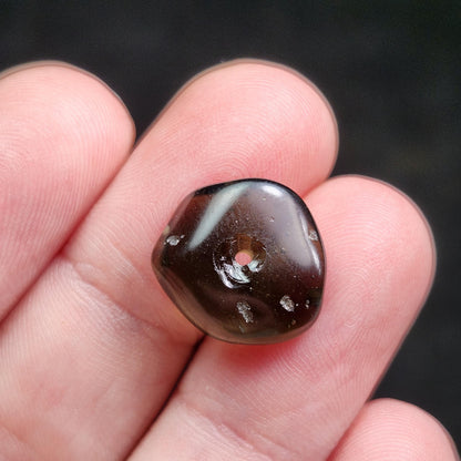 Polished Moldavite Bead: Authentic Czech Tektite Crystal (1.4g, 13mm x 13mm x 4mm)