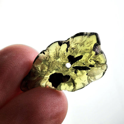 Polished Moldavite Bead: Authentic Czech Tektite Crystal (1.8g, 25mm x 15mm x 4mm)