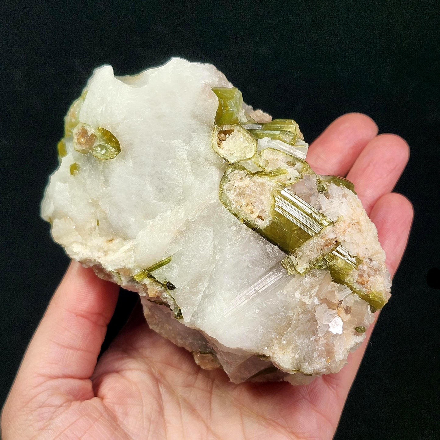 HUGE Watermelon Tourmaline & Quartz Crystal