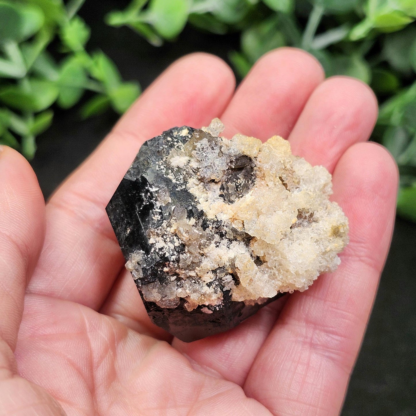 Hyalite Opal & Black Tourmaline 68g