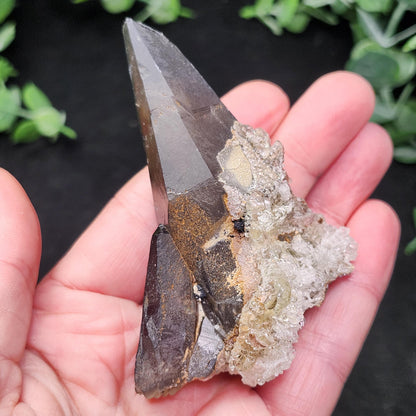 Hyalite Opal on Smoky Quartz Cluster 79g