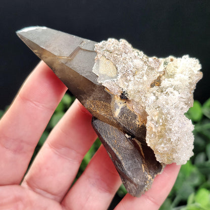 Hyalite Opal on Smoky Quartz Cluster 79g