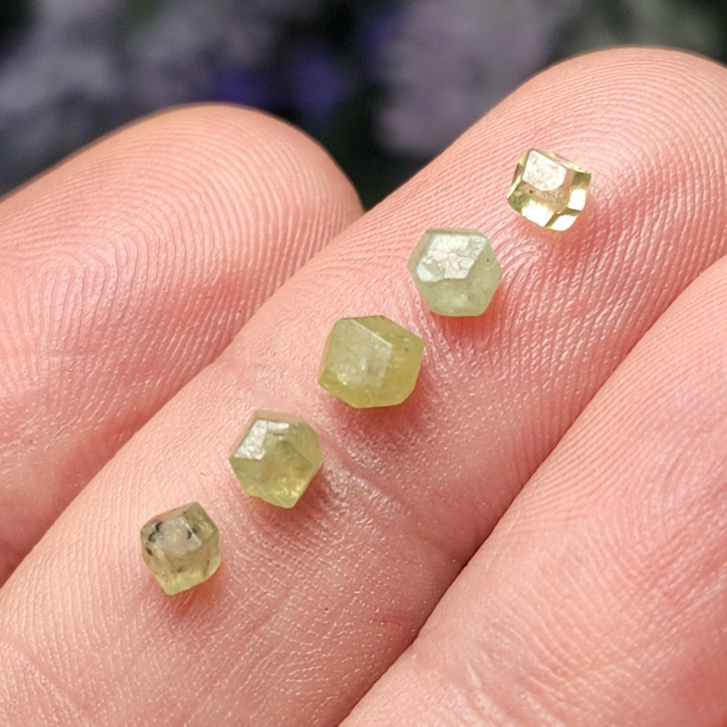 Green Demantoid Garnet Dodecahedron Crystals (Set of 5)
