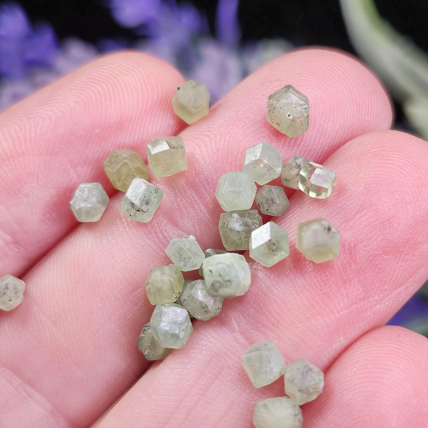 Green Demantoid Garnet Dodecahedron Crystals (Set of 5)
