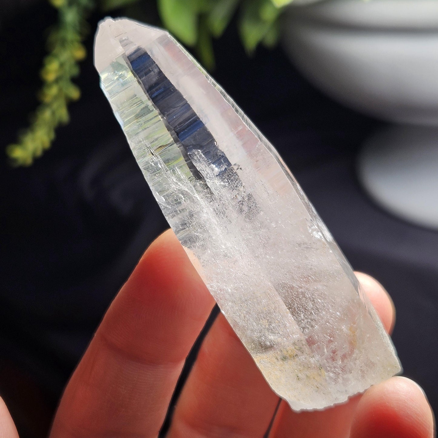 Ganesh Himal Quartz Crystal with Green Chlorite (70mm x20mm): Sacred Himalayan Crystal