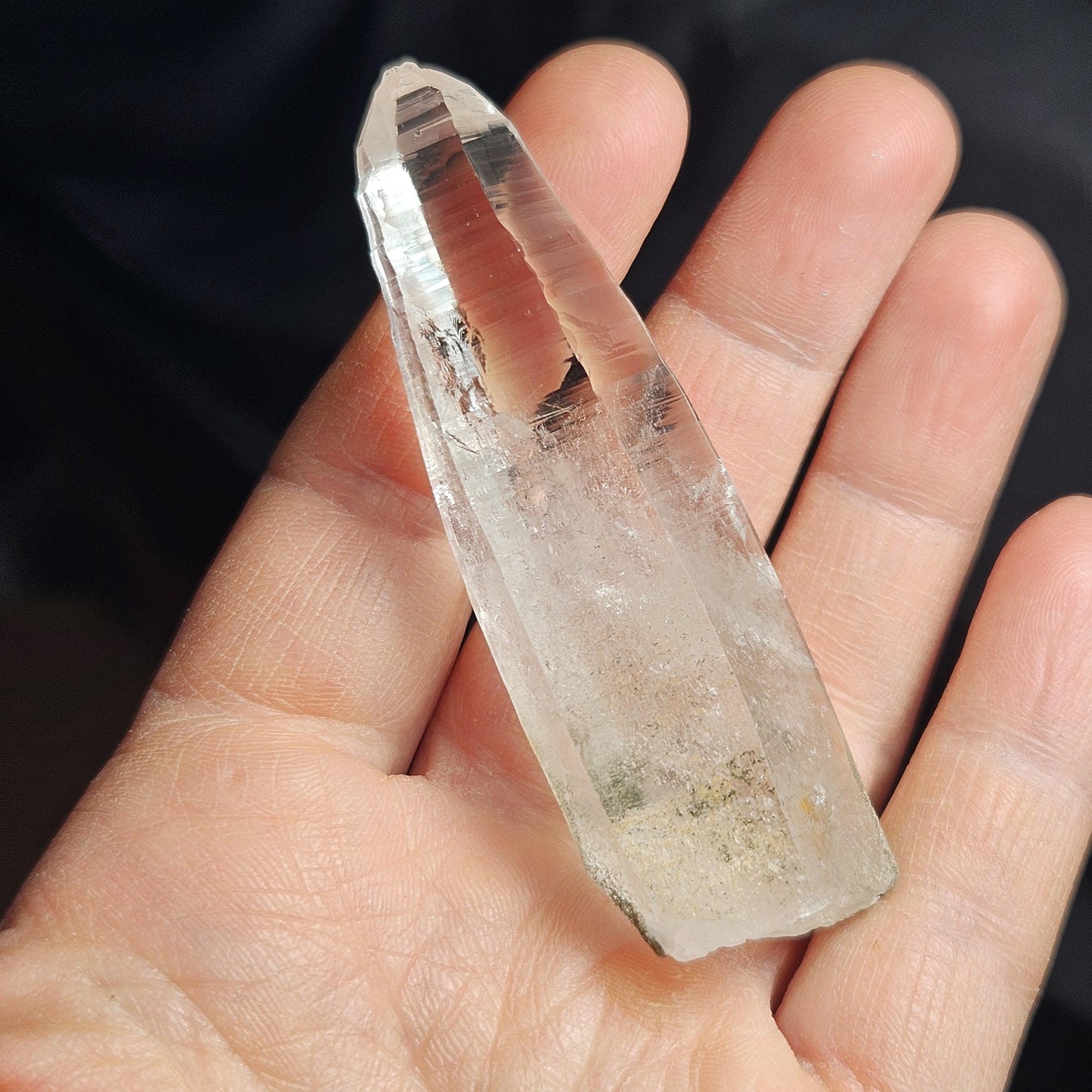 Ganesh Himal Quartz Crystal with Green Chlorite (70mm x20mm): Sacred Himalayan Crystal