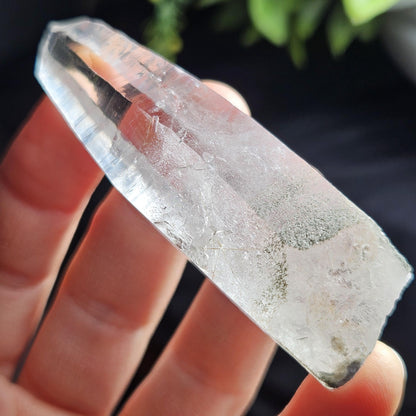 Ganesh Himal Quartz Crystal with Green Chlorite (70mm x20mm): Sacred Himalayan Crystal