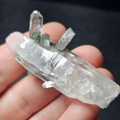 Ganesh Himal Manifestation Nepalese Quartz Crystal with Green Chlorite (65mm x25mm):  Prasem Crystal