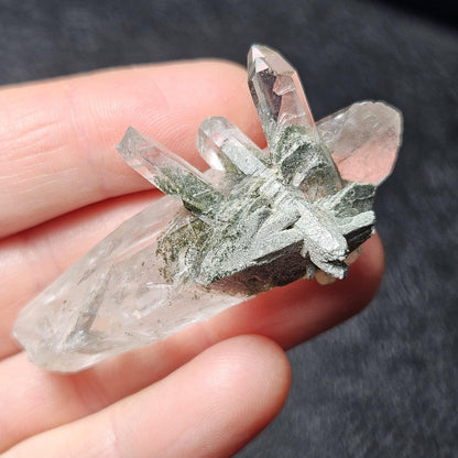 Ganesh Himal Manifestation Nepalese Quartz Crystal with Green Chlorite (65mm x25mm):  Prasem Crystal
