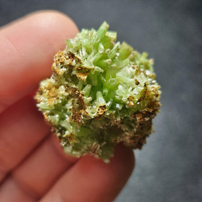 Starburst Pyromorphite Crystal, Rare Green Pseudomorph Specimen (30x27mm)