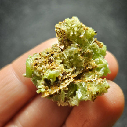 Starburst Pyromorphite Crystal, Rare Green Pseudomorph Specimen (30x27mm)