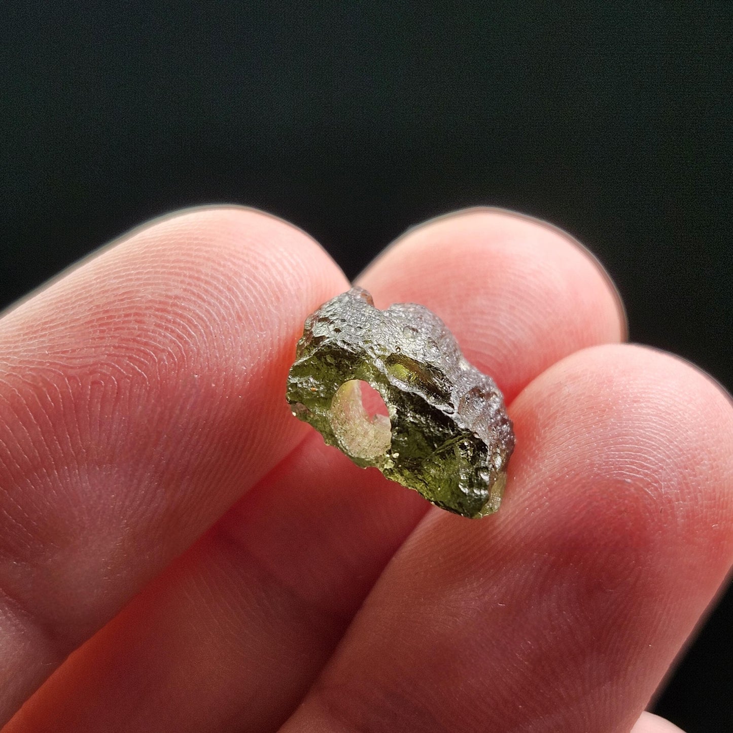 Moldavite with Natural HOLE Specimen