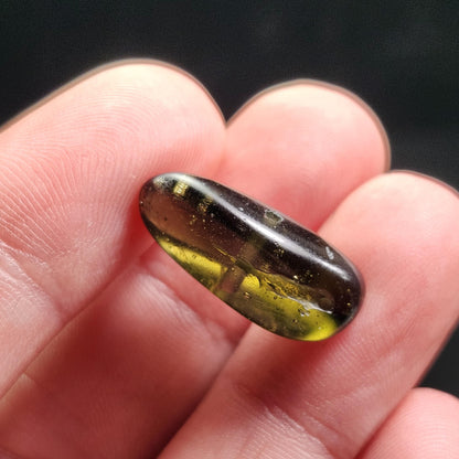Polished Moldavite Bead: Authentic Czech Tektite Crystal (1.8g, 20mm x 8mm x 7mm)