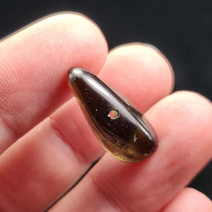 Polished Moldavite Bead: Authentic Czech Tektite Crystal (1.8g, 20mm x 8mm x 7mm)