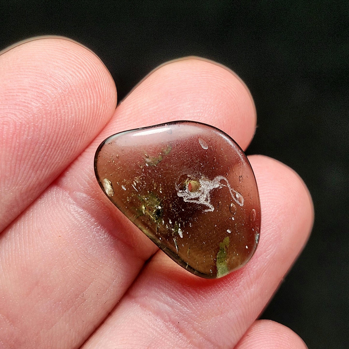 Polished Moldavite Bead: Authentic Czech Tektite Crystal (1.7g, 20mm x 14mm x 3mm)