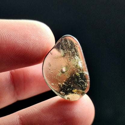 Polished Moldavite Bead: Authentic Czech Tektite Crystal (1.7g, 20mm x 14mm x 3mm)