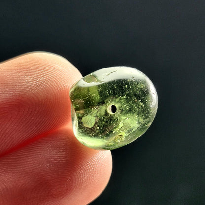 Polished Moldavite Bead: Authentic Czech Tektite Crystal (2.2g, 14x12mm)