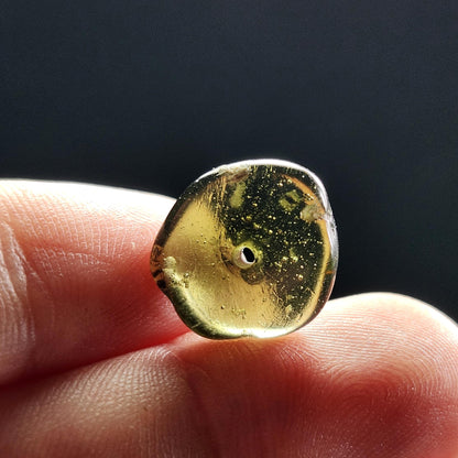 Polished Moldavite Bead: Authentic Czech Tektite Crystal (1.4g, 13mm x 13mm x 4mm)