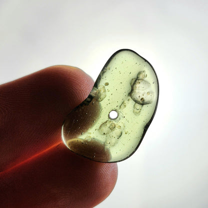 Polished Moldavite Bead: Authentic Czech Tektite Crystal (1.6g, 21mm x 13mm x 3mm)
