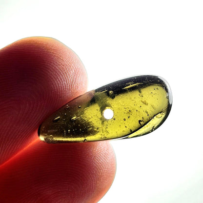 Polished Moldavite Bead: Authentic Czech Tektite Crystal (1.8g, 20mm x 8mm x 7mm)