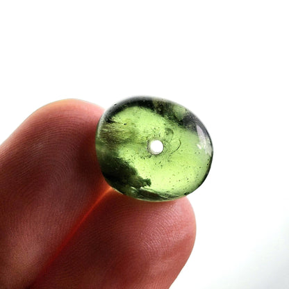 Polished Moldavite Bead: Authentic Czech Tektite Crystal (2.2g, 14x12mm)