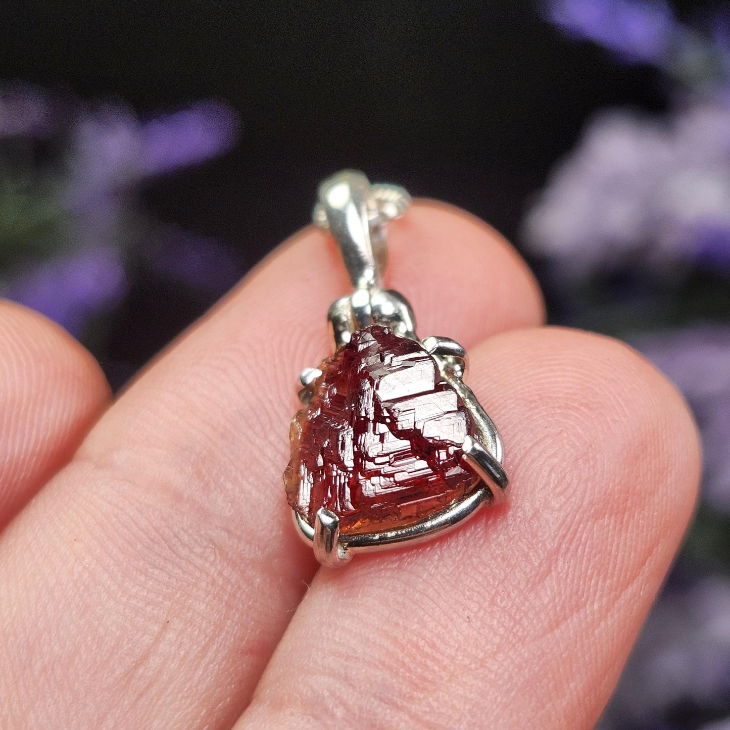 Etched Garnet Pendant