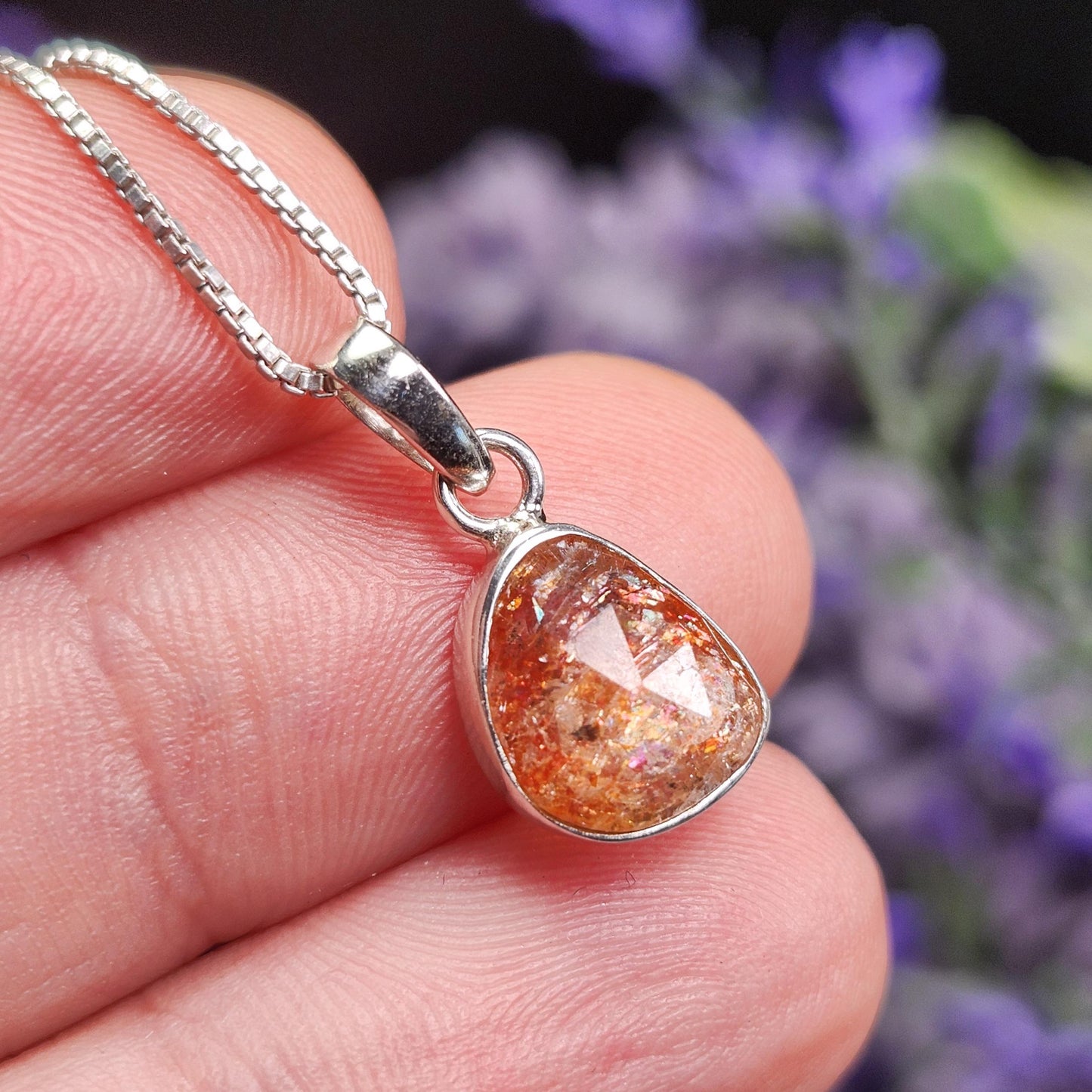 Faceted Sunstone Pendant