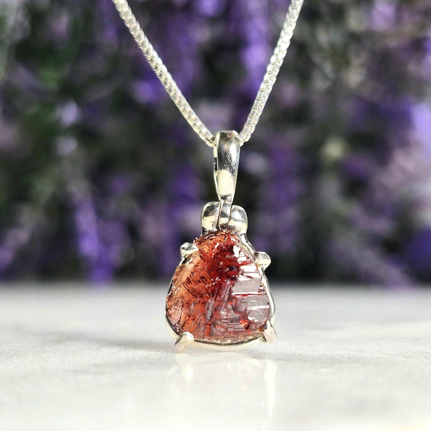Etched Garnet Pendant