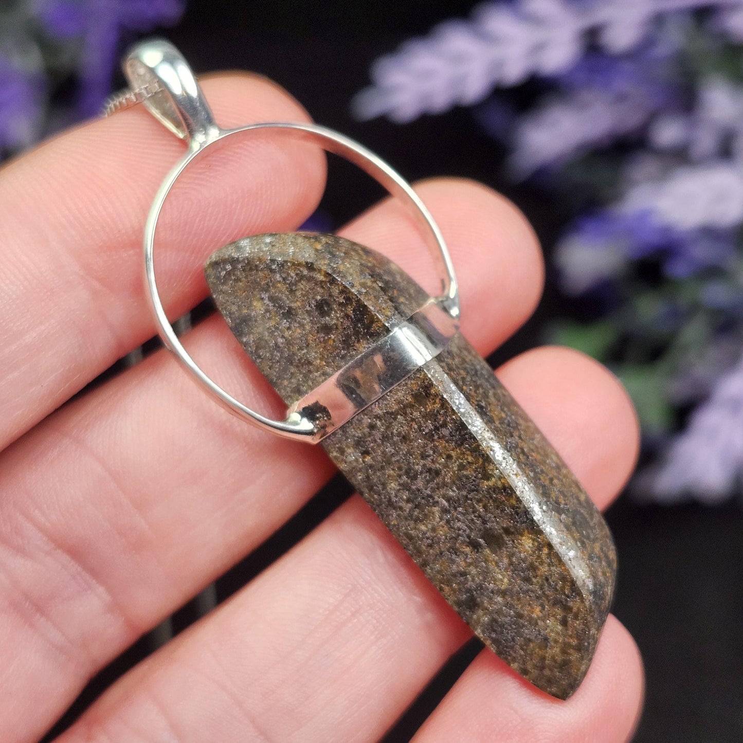 Meteorite Pendant, Natural Meteorite Sterling Silver Necklace