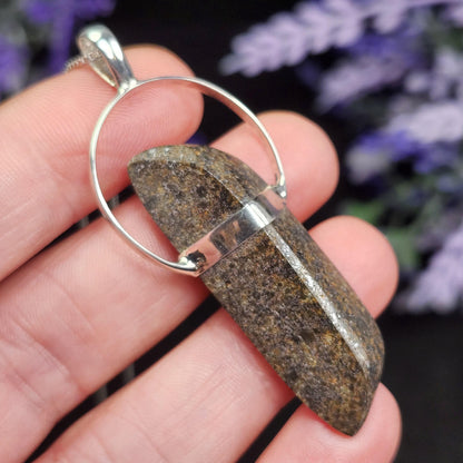 Meteorite Pendant, Natural Meteorite Sterling Silver Necklace