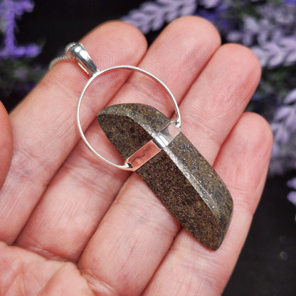 Meteorite Pendant, Natural Meteorite Sterling Silver Necklace