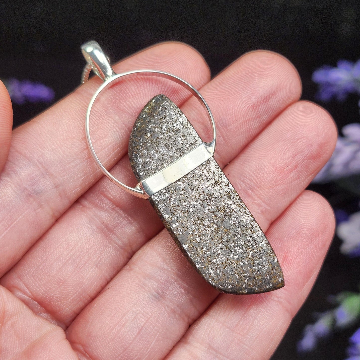 Meteorite Pendant, Natural Meteorite Sterling Silver Necklace