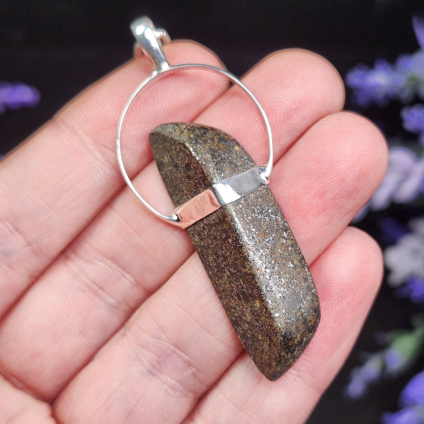 Meteorite Pendant, Natural Meteorite Sterling Silver Necklace