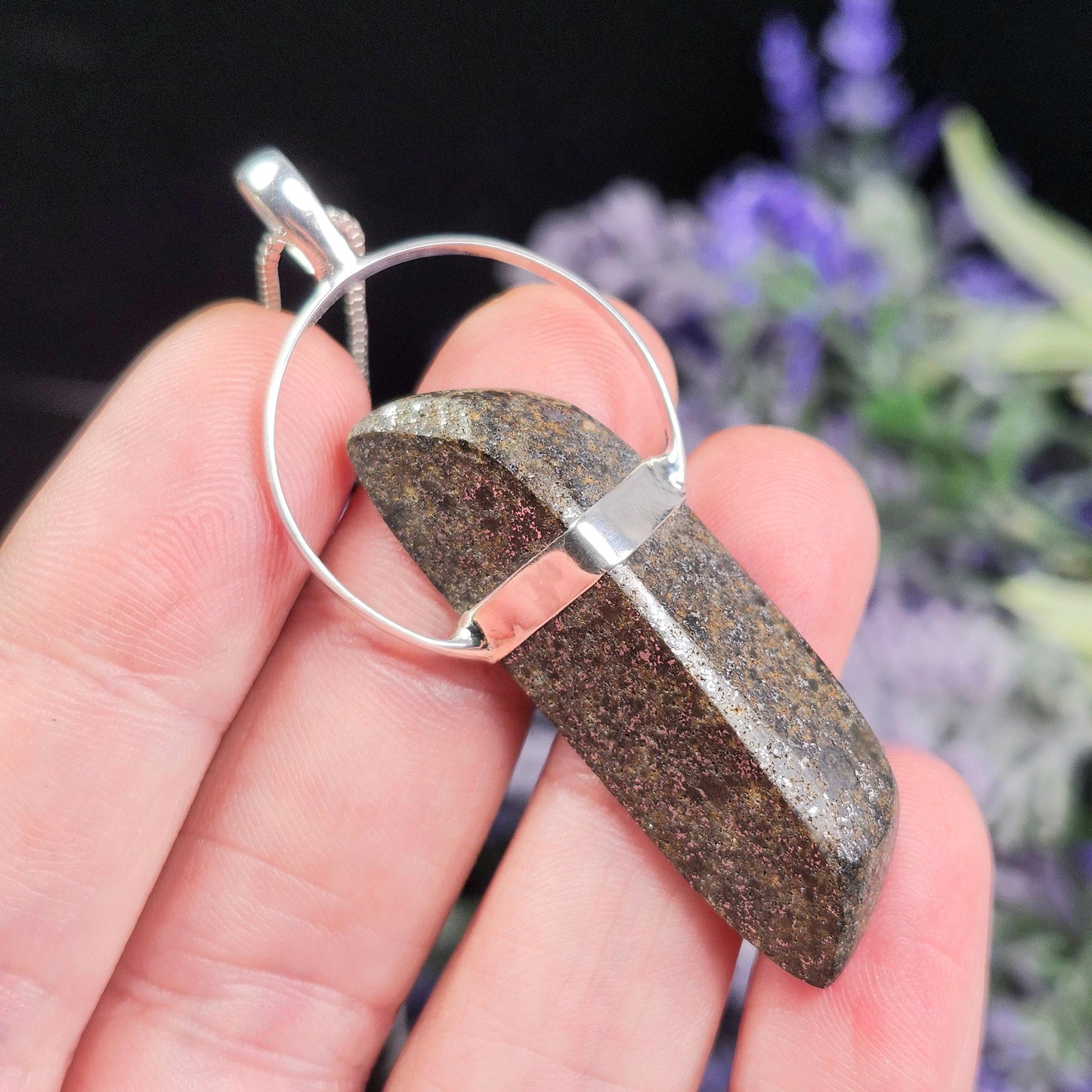 Meteorite Pendant, Natural Meteorite Sterling Silver Necklace